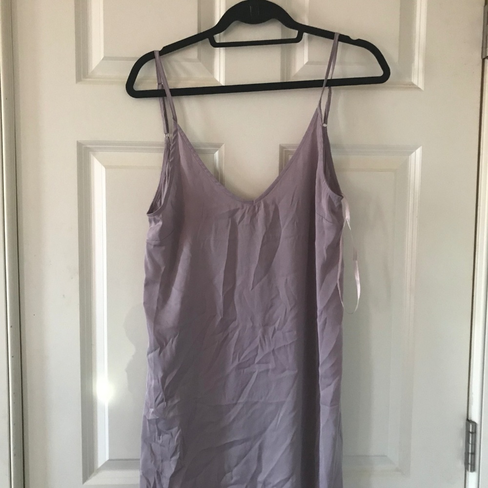 Lavender satin slip dress